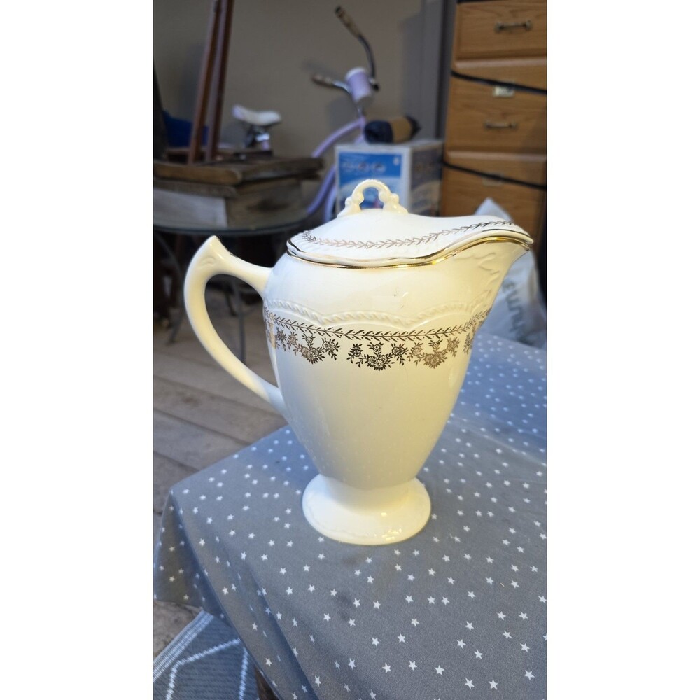 Stetson American Beauty Coffee Pot w Lid 22K Gold Floral Vintage China